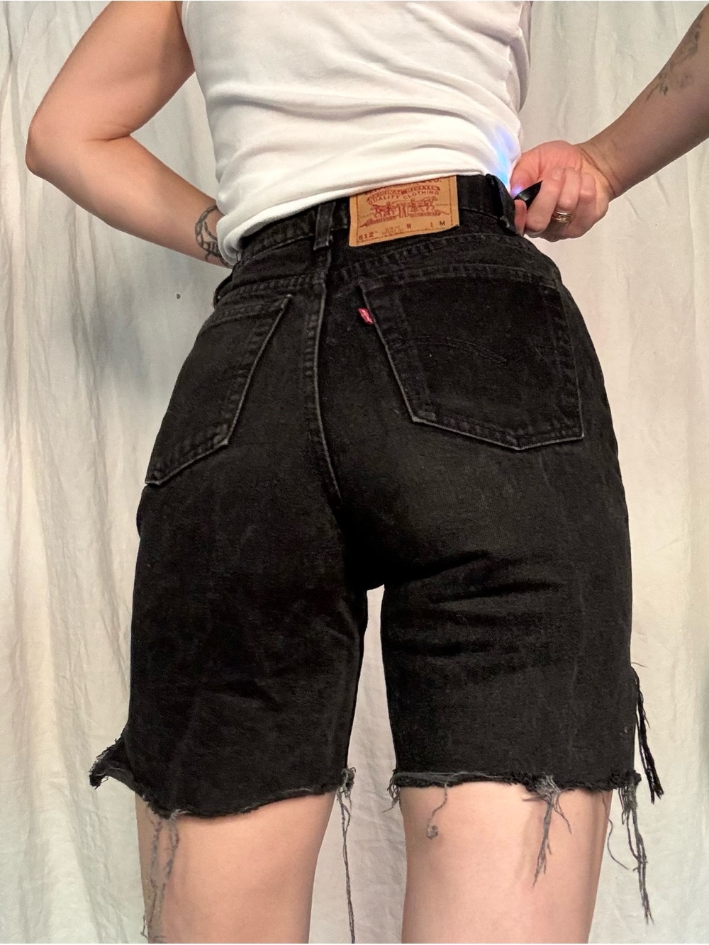 Levi's Black High-Rise Cutoff Denim Shorts